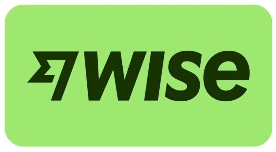 WISE banking logo - lime green background with black text spelling "Wise". Wise bank can help cross-border travel nurses save money